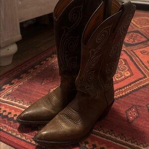 Vintage Tony Lama Size 7 B Cowgirl Boots Cowboy Western Brown Tan Leather Boot